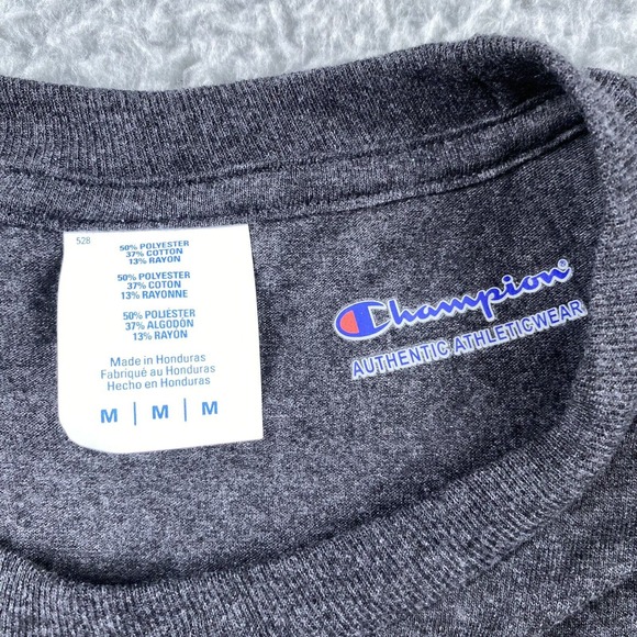 NWT Champion Mens Bruns Boston Hockey Gray Crew Neck T-Shirt Gray Yellow Medium - Picture 5 of 9